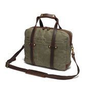 waxed canvas vintage travel briefcase, view 6 - MRSLM