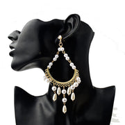 Gold chandelier pearl drop earrings - MRSLM