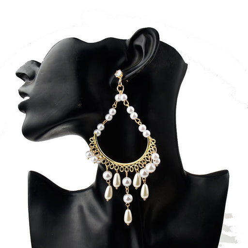 Gold chandelier pearl drop earrings - MRSLM