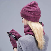 Knit beanie scarf and touchscreen gloves set, view 5 - MRSLM