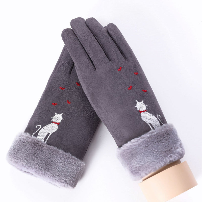 Women's plush-lined suede touchscreen gloves, view 22 - MRSLM