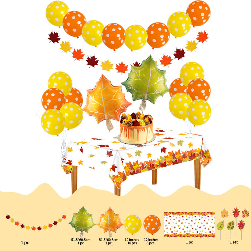 Thanksgiving maple leaf balloon set, view 4 - MRSLM