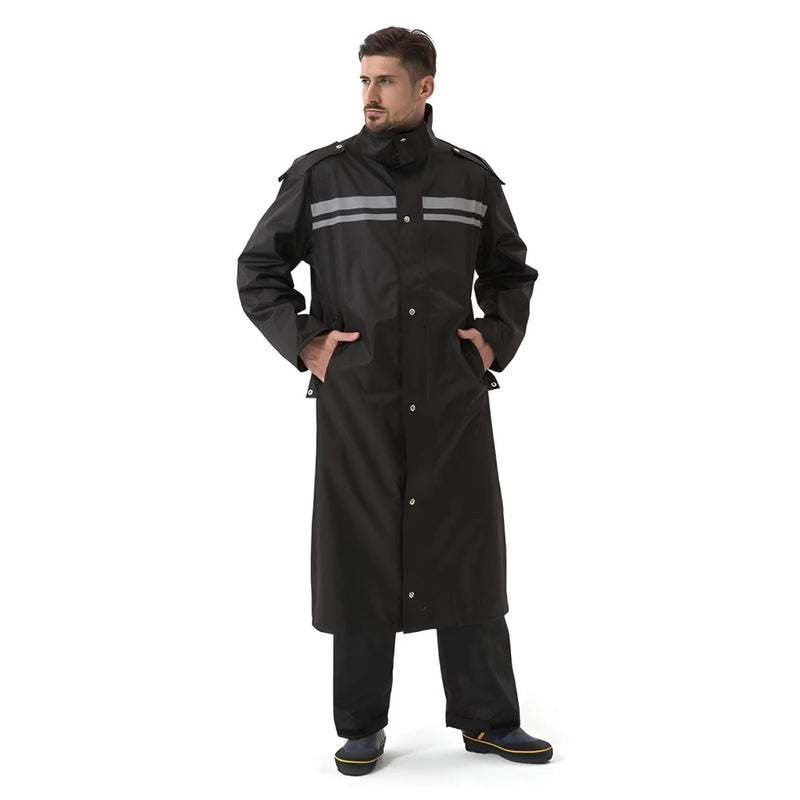 Men's long waterproof raincoat, view 3 - MRSLM