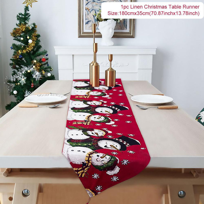 Embroidered Christmas table runner, view 5 - MRSLM