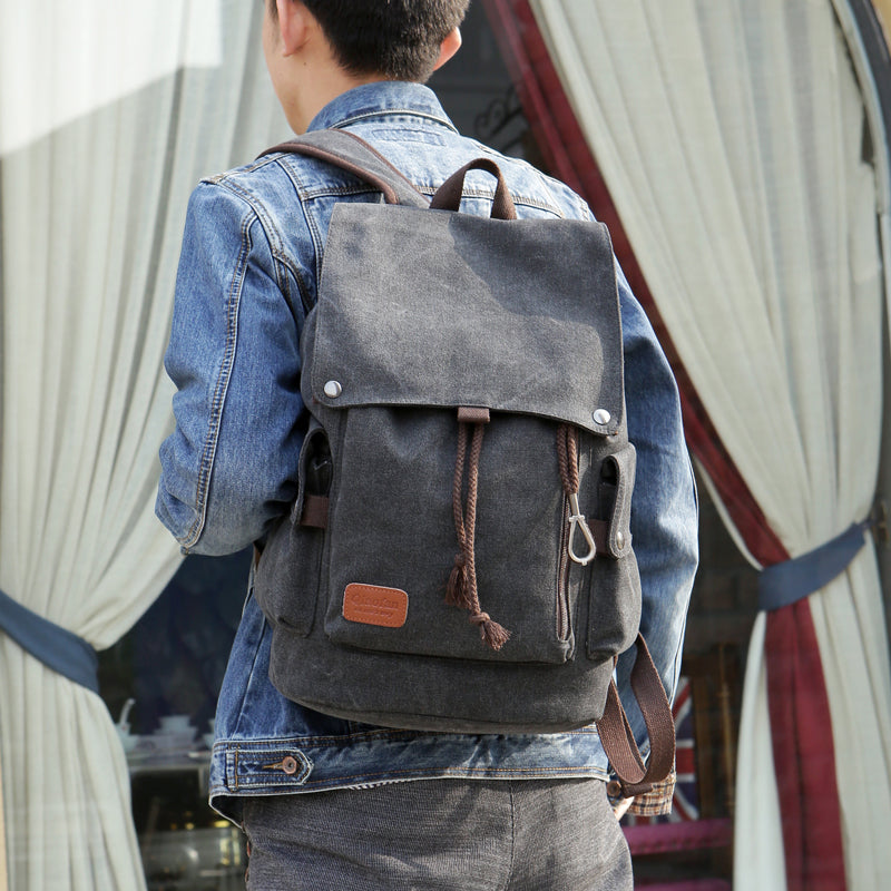 Retro Men's Casual Backpack Fashion Canvas Large Capacity
