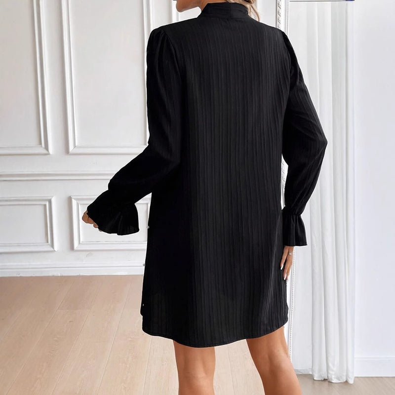 lace-up bead loose dress, view 4 - MRSLM