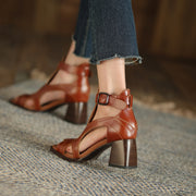 high heel gladiator sandals in genuine leather, view 26 - MRSLM