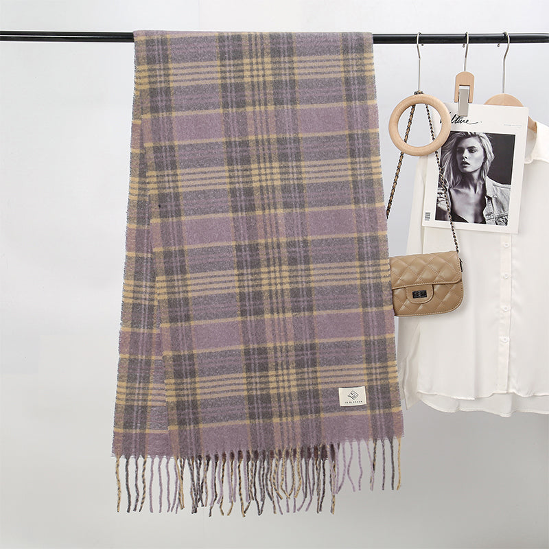 Checkered shawl scarf, thick warm wrap, view 5 - MRSLM