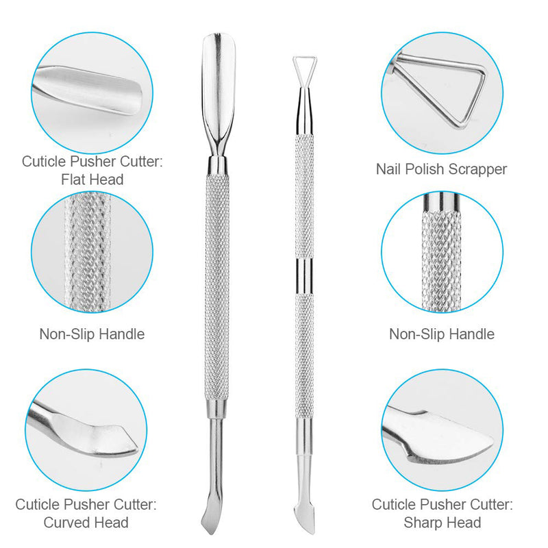 stainless steel cuticle pusher and cutter set, view 5 - MRSLM