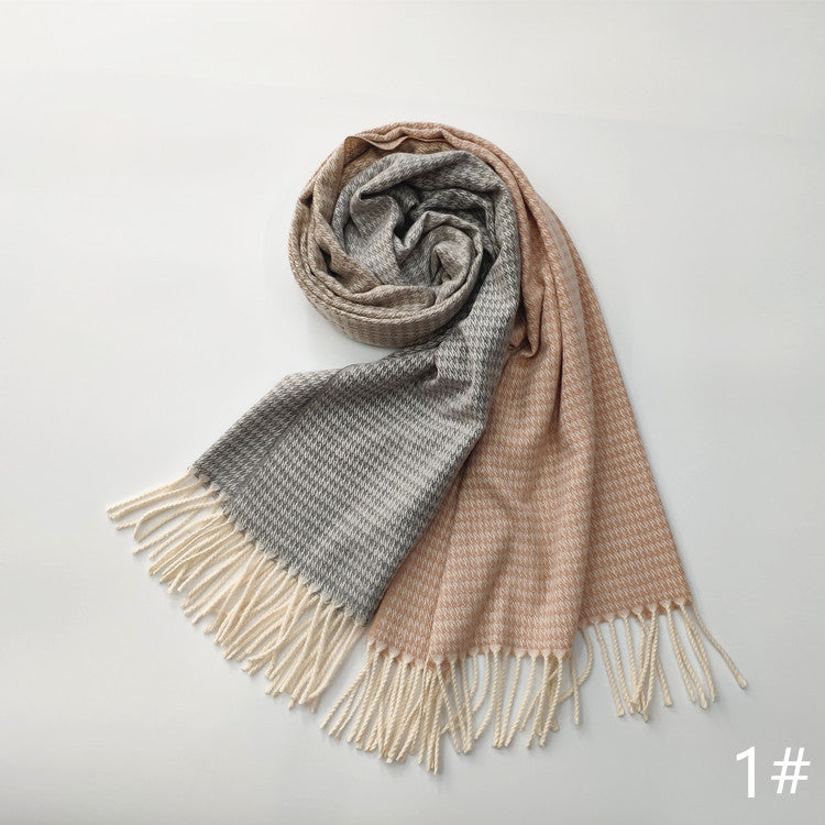 Tie-dye faux cashmere tassel scarf, view 11 - MRSLM