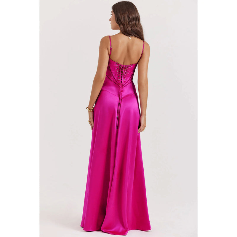 lace-up formal dress, view 17 - MRSLM