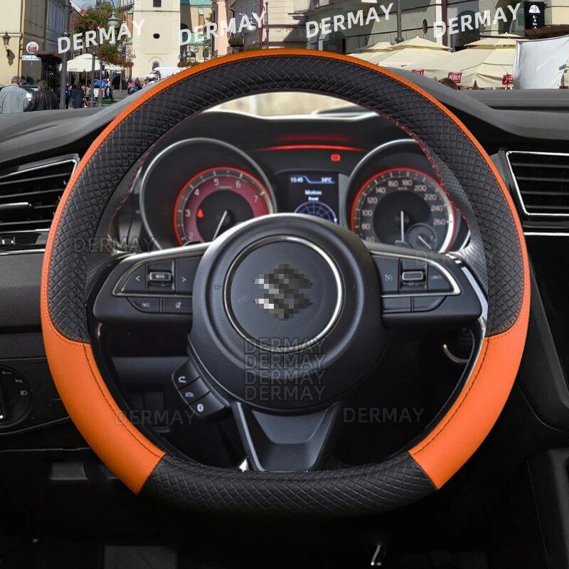 Microfiber Leather & Carbon Fiber Steering Wheel Cover for Suzuki Swift 2017-2021