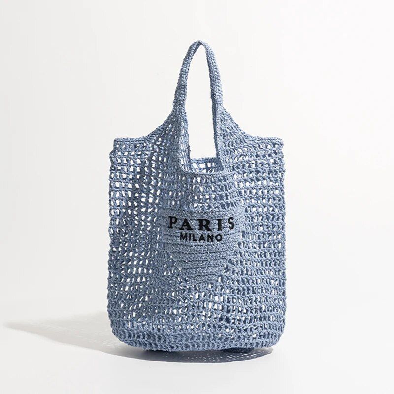 plaited raffia straw bucket bag, view 5 - MRSLM