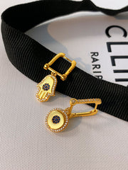 evil eye asymmetrical earrings, view 3 - MRSLM