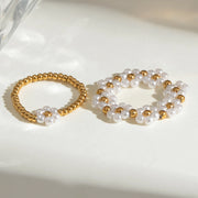 gold plated geometric floral adjustable ring, view 4 - MRSLM