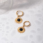 black agate sun pendant earrings, view 6 - MRSLM