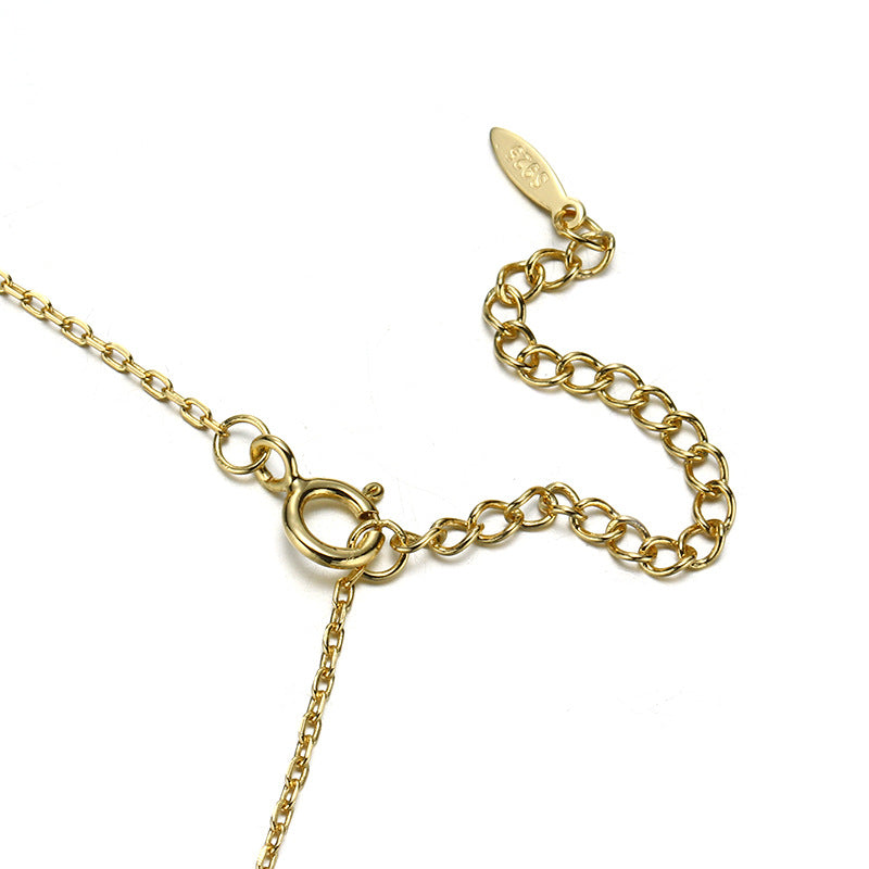 Vintage Water Drop Sterling Silver Gold-plated Zircon Necklace For Women