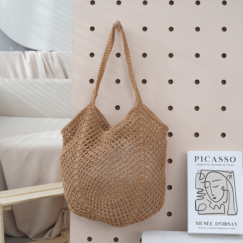hollow-out knitted tote bag for women, view 11 - MRSLM