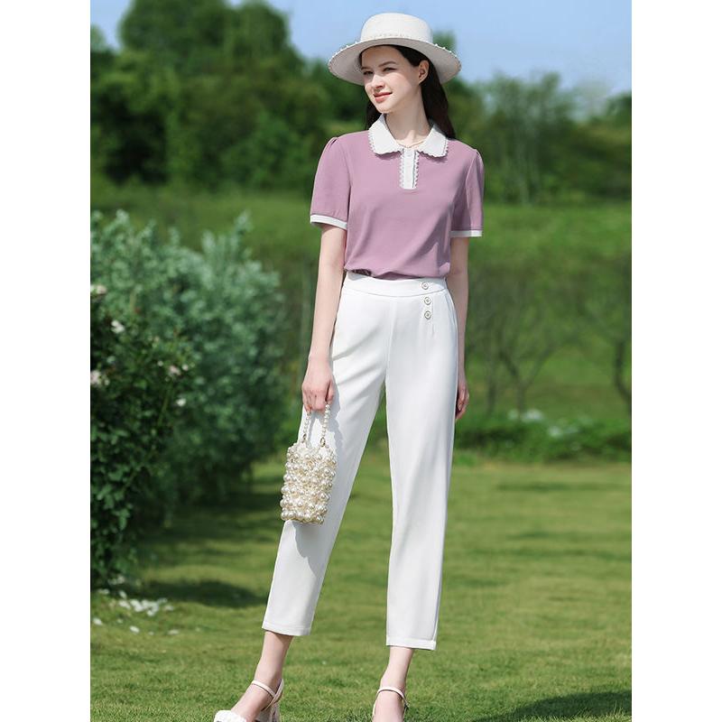 puff sleeve polo neck t-shirt, view 6 - MRSLM