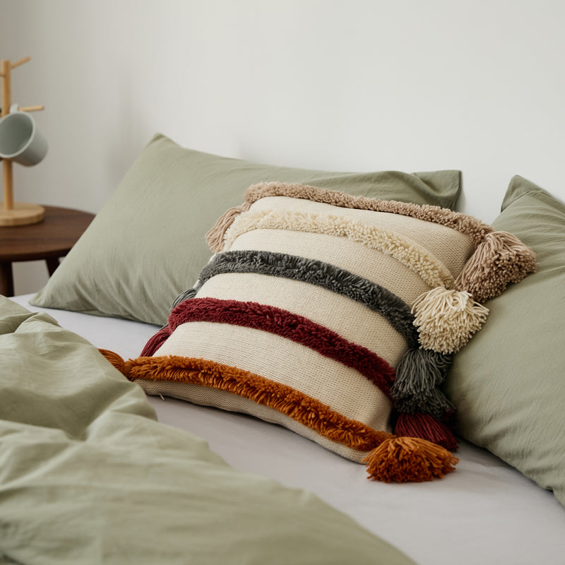 bohemian tufted cushion cover, view 3 - MRSLM