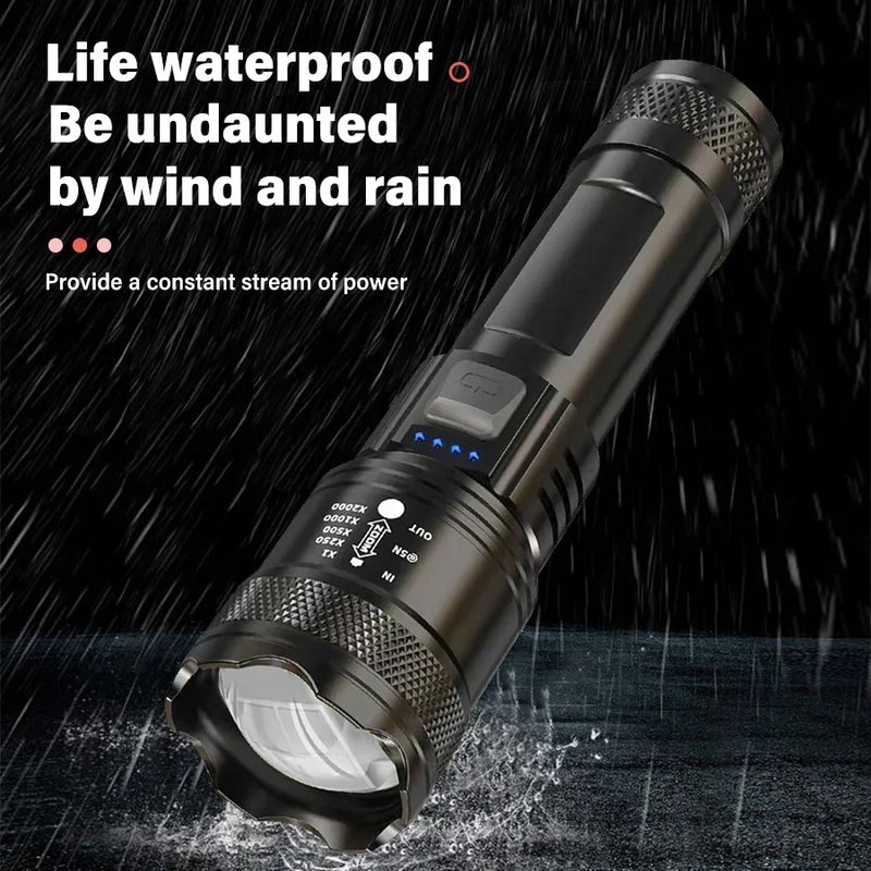 tactical led flashlight with zoom and usb charging, view 3 - MRSLM