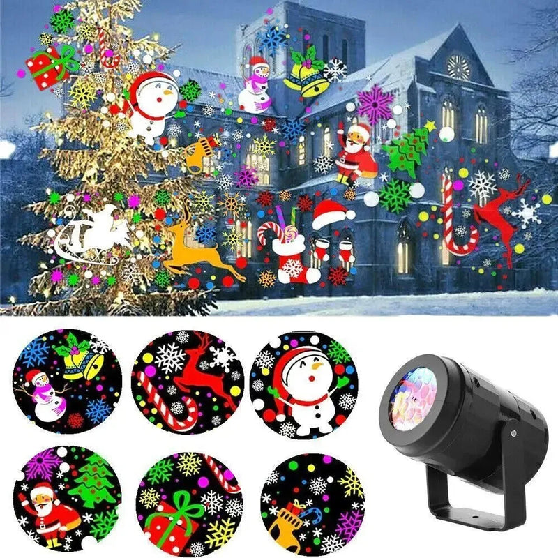 Rotating Christmas snowflake LED projector light, view 2 - MRSLM