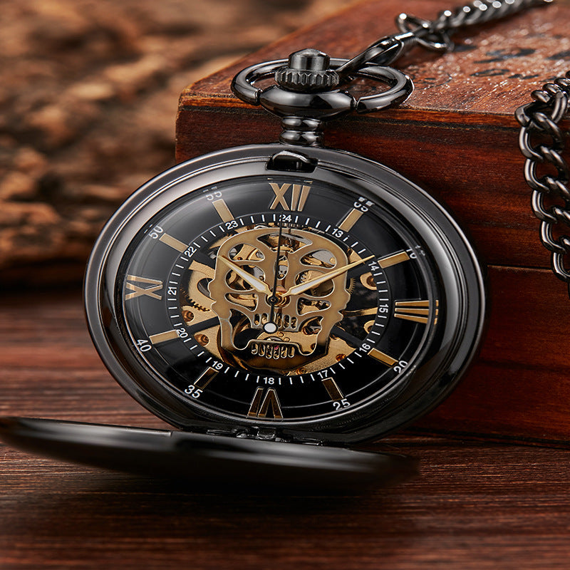skull mechanical pocket watch, view 7 - MRSLM