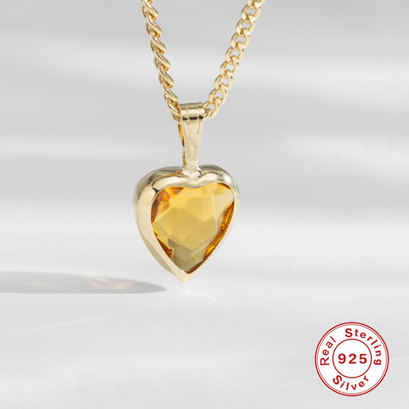 S925 silver topaz heart pendant necklace, view 2 - MRSLM