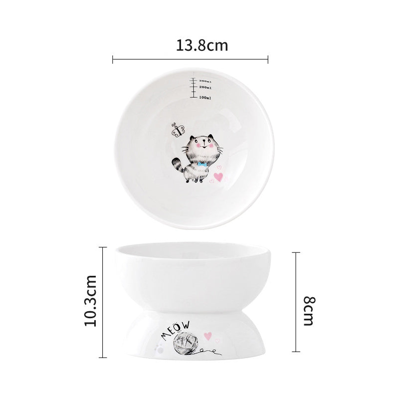 elevated ceramic cat bowl, view 2 - MRSLM