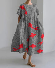 women's printed short-sleeved dress, view 11 - MRSLM