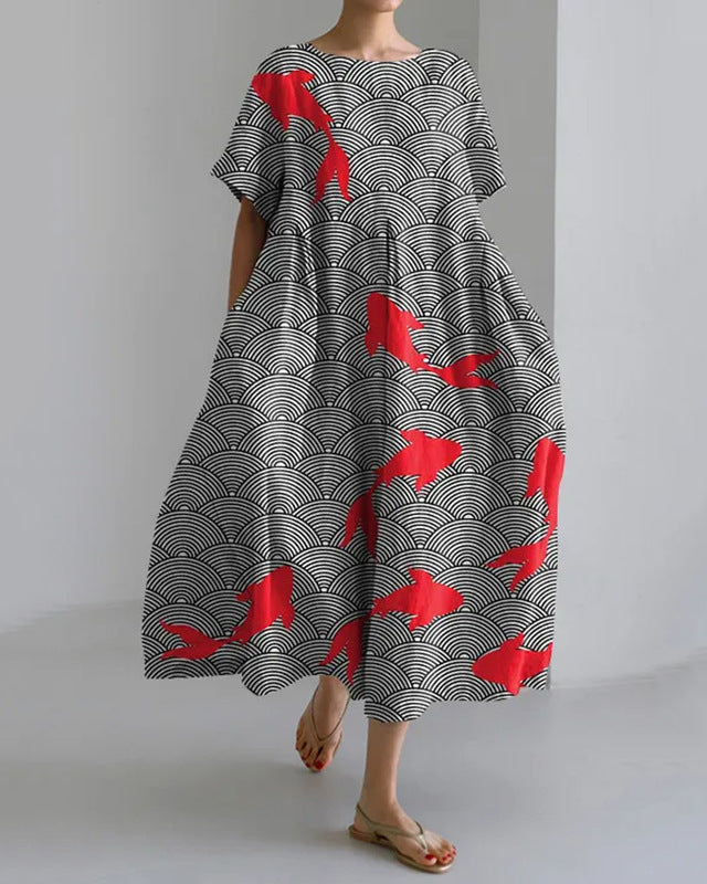 women's printed short-sleeved dress, view 11 - MRSLM