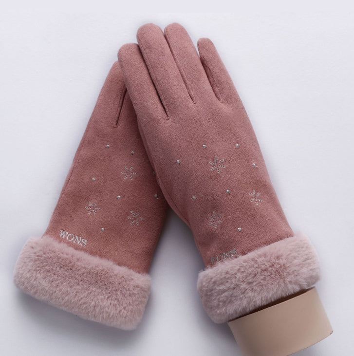 Women's plush-lined suede touchscreen gloves, view 29 - MRSLM