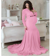 cotton maternity long dress, view 2 - MRSLM