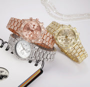 Women's crystal quartz watch with metal band, view 2 - MRSLM
