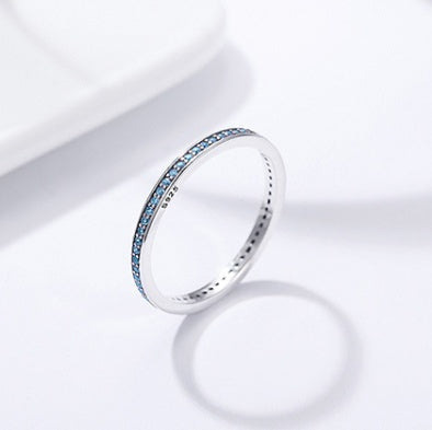slim silver zircon ring, view 9 - MRSLM