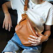 leather shoulder messenger bag, view 3 - MRSLM