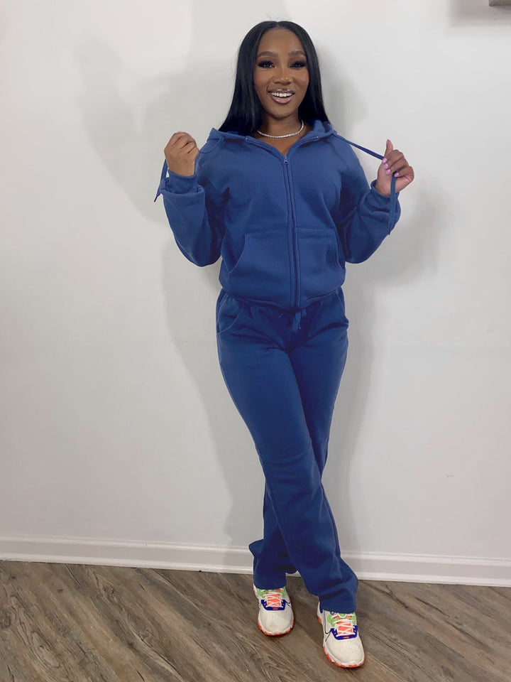 Women's Solid Color Hoodie Fabric Sports Casual Two-piece Suit