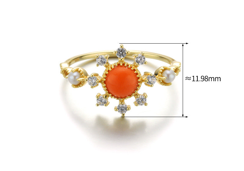 vintage natural pearl resin silver ring, view 2 - MRSLM