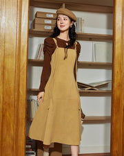 PU leather strap a-line sleeveless dress, view 2 - MRSLM