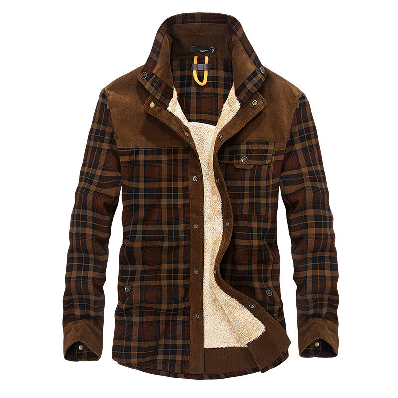 Men's fleece-lined cotton plaid jacket, view 8 - MRSLM