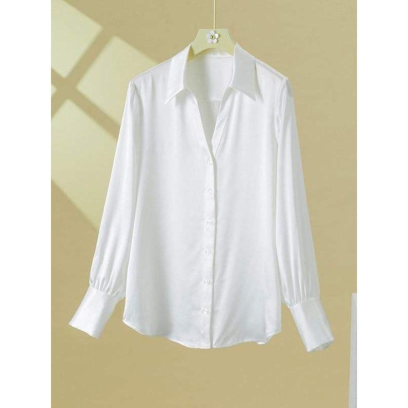 silk v-neck blouse, view 23 - MRSLM