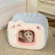 cozy cat bed with cushion, view 6 - MRSLM