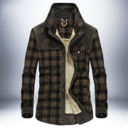 Men's fleece-lined cotton plaid jacket, view 4 - MRSLM
