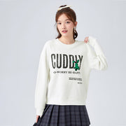 Distressed printed loose fleece sweatshirt, view 4 - MRSLM