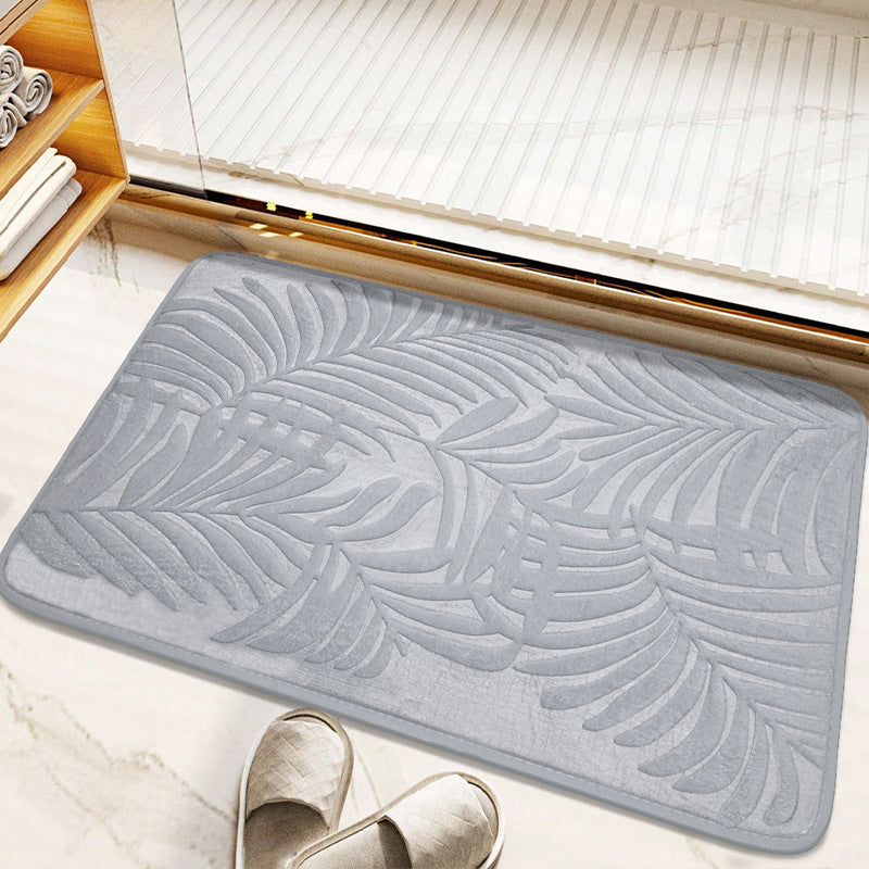 Leaf pattern memory foam bath mat, view 2 - MRSLM
