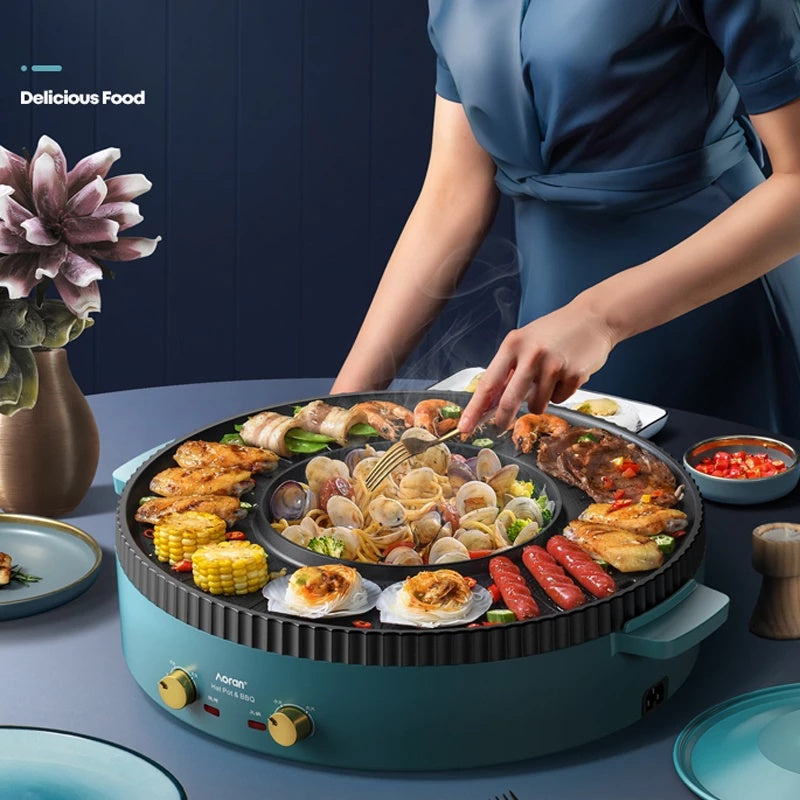multi-function hot pot and barbecue one-piece pot, view 2 - MRSLM