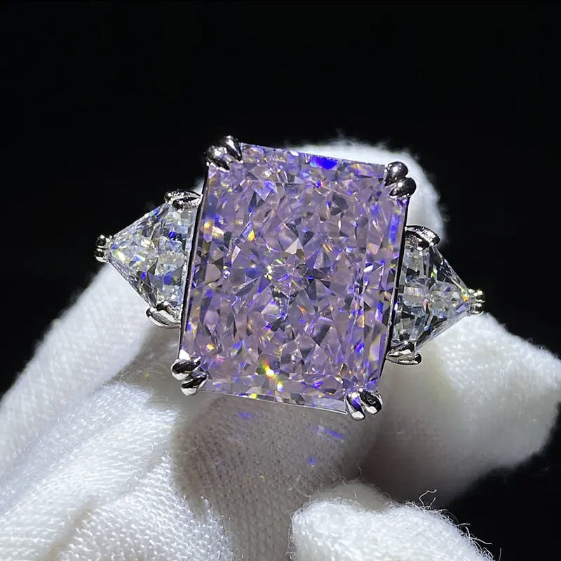 silver square high carbon stone ring, view 5 - MRSLM