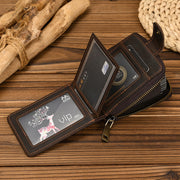 men's crazy horse leather zipper wallet, view 3 - MRSLM