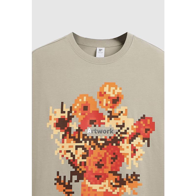 metallic sunflower print T-shirt, view 9 - MRSLM