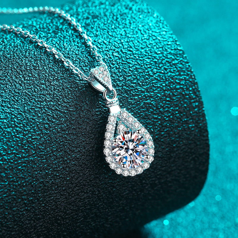 moissanite 925 silver necklace for women, view 3 - MRSLM
